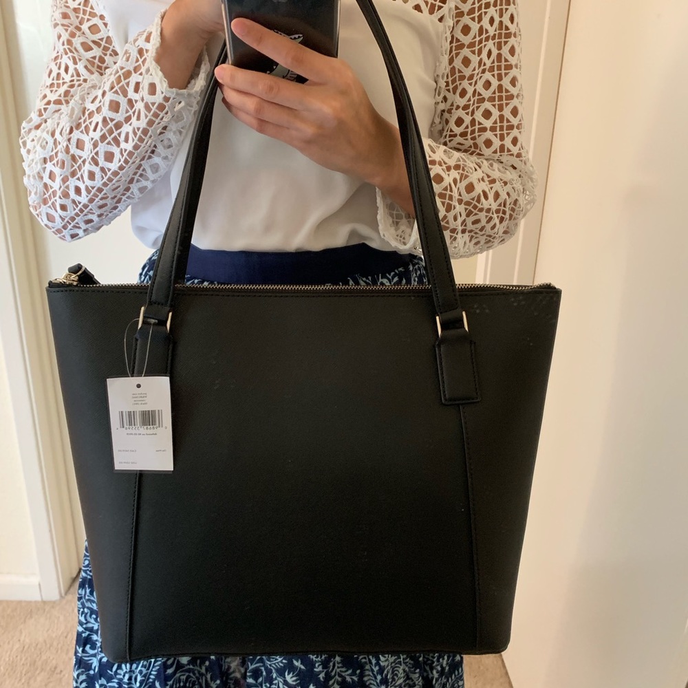 KATE SPADE CAMERON LARGE POCKET TOTE LEATHER BLACK - Picture 4 of 8